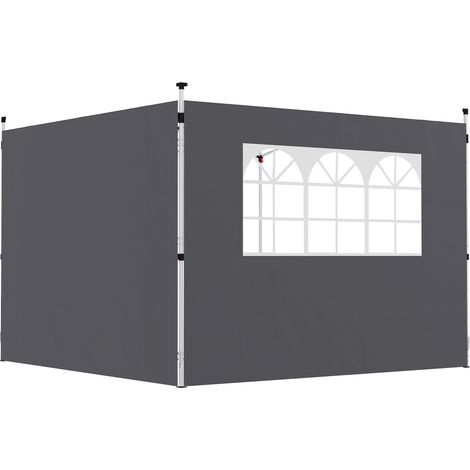 Outsunny 3 Meters Gazebo Replaceable Exchangeable Side Panel Wall Panels Walls With Window, Dark Grey