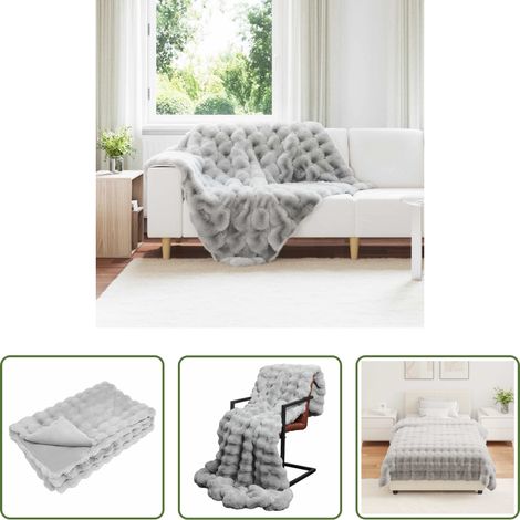 Kunstfell Decke - Rutschfeste Kunstfell Decke Olite Grau 130 x 150 cm Polyester (1/5)