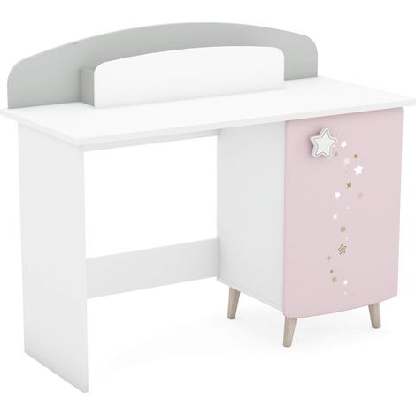 Bureau Enfant Fille Rose Pâle avec Etoiles Rangement Pratique Peinture Non Toxique Petit Bureau 113,2 cm Parfait pour Une Chambre d’Enfant Multicouleur (1/5)