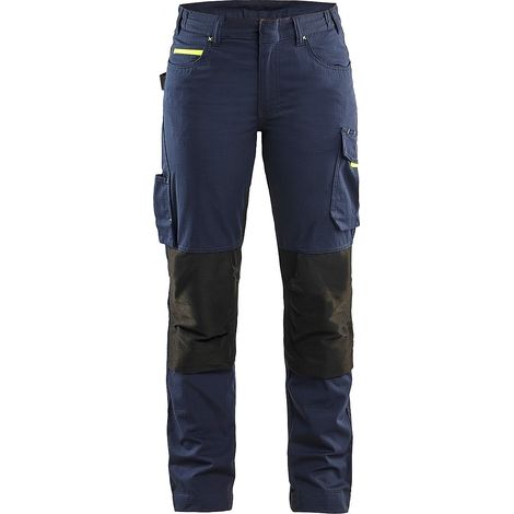 Pantalon de travail maintenance stretch femme 7195 - Marine foncé/Jaune fluo S - FR(36) - SE(C34) - Standards