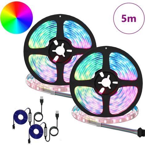 Bande LED 2 pcs Noir et Transparent 2500 mm Cuivre et plastique