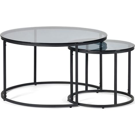 Tables Basses gigognes Rondes, Verre fumé/Noir, Taille Unique (1/4)