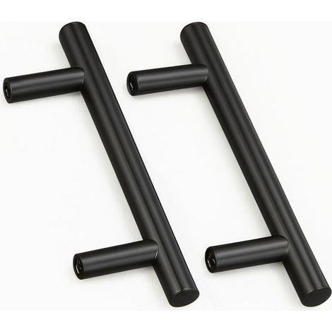 2 Unités En Noir acier inoxydable Boutons De Porte Tirer La Poignée De Meubles avec Vis pour Tiroir Meuble Cuisine Cuisine Home Decorating, Trou à Trou Centre Distance 96 mm