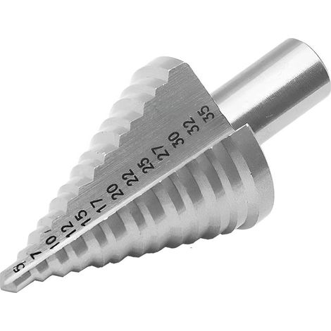 Foret Metal, Fraise Metal Foret Étagé Fraise Conique à Double Fente (5mm-35mm) avec Revêtement Titane, Solide, Parfait Pour Visseuse Percage sur Acier Bois, Plastique, Laiton, Aluminium, PVC (1/5)