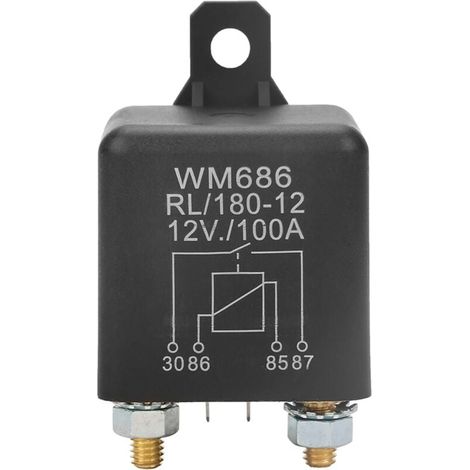 Relé de arranque WM686 de 12 V CC, relé de arranque Nagares MR24 de 12 V RL 100 A de 4 pines (encendido/apagado) para vehículos, interruptor automático de alto rendimiento para control de batería (1/5)