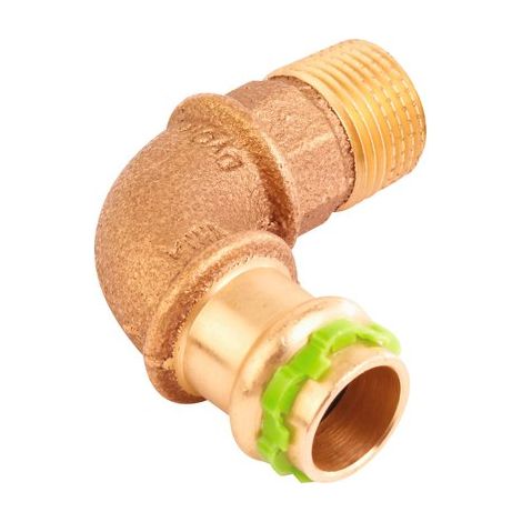 Raccord laiton coudé 90° à sertir - VSH SudoPress - Aalberts Integrated Piping Systems - Mâle conique 1/2' - diamètre 14 mm