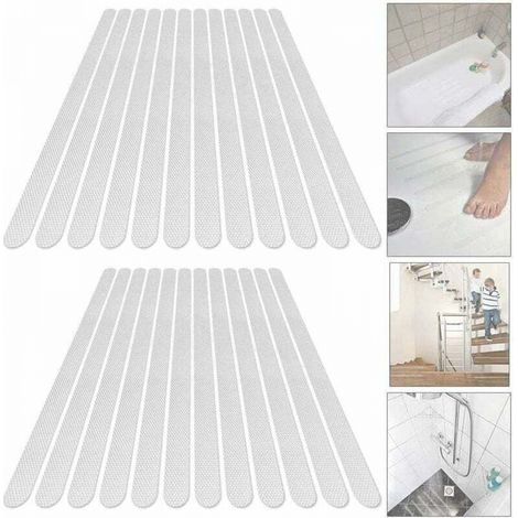 Autocollants de Douche antidérapants 24 PCS Bandes de Baignoire de sécurité Autocollants adhésifs avec de qualité supérieure pour escaliers de Douche de Baignoire (Transparent) (1/5)
