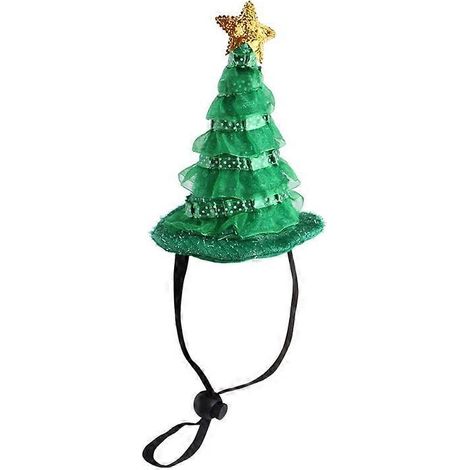Grüne Weihnachtsbaummütze für Hunde und Katzen, Haustierkostüm-Accessoire.