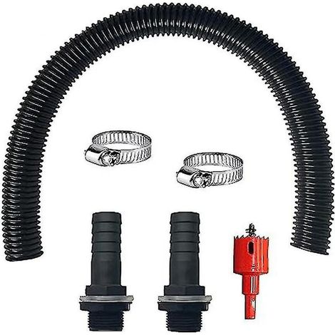 Kit de raccordement pour récupérateur d'eau de pluie comprenant 2 raccords pour tuyau d'arrosage et un tuyau de raccordement de 50 cm, diamètre 25 mm, avec écrou de blocage, pour récupérateurs d'eau d (1/4)
