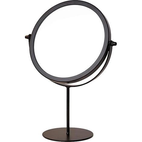 Tischspiegel, Kosmetikspiegel, Standspiegel, stufenlos verstellbarer Winkel, runder Fuß (schwarz) (1/5)