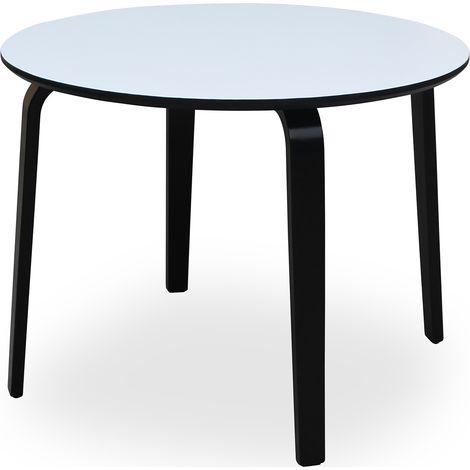 Table à Manger En Bois Blanc+Bord Noir/Pieds Noir Mat+91194 °100X76 Cm, Planche:Dm 25Mm (1/5)