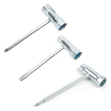 3-teiliger Zündkerzenschlüsselsatz, Universal 13 x 19 mm, 16 mm Zündkerzensteckschlüssel mit T-Griff, ergonomischem Rohr, für Rasenmäher, Kettensägenkette - (1/5)