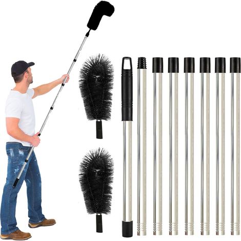 3 virgule 1 M Brosse Nettoyage GouttièRe Perche De Nettoyage Brosse Telescopique Toiture avec Manche Extensible Balai TéLescopique (1/4)