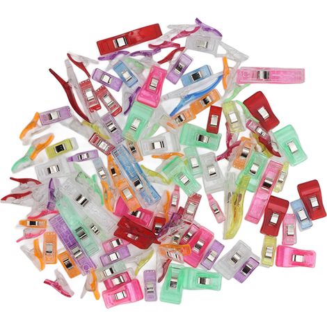 Lot de 120 pinces à couture transparentes multicolores, comprenant 10 grandes pinces, 20 pinces en forme de hache, 30 pinces en forme de bec d'aigle et 60 petites pinces.