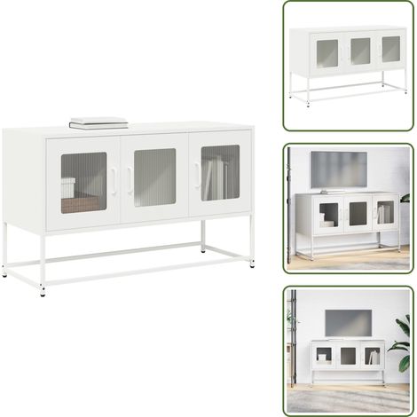 TV-Schrank Weiß 100,5x39x60,5 cm Kaltgewalzter Stahl - TV-Schrank - TV-Schränke - Lowboard - Fernsehschrank