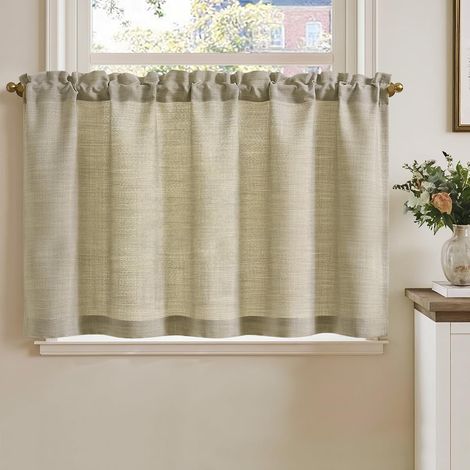 Rideau brise-bise aspect lin - 1 pièce - 60 x 125 cm - Taupe (1/5)