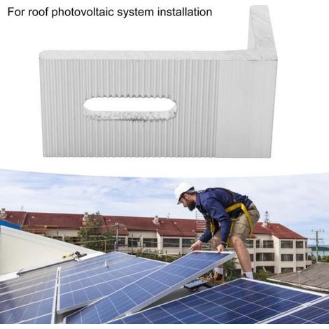 Lot de 10 Supports solaires en L, Alliage d'aluminium, Fixation robuste, Résistant corrosion, Pour toit photovoltaïque (1/4)