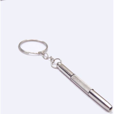 Tournevis de poche pour réparation de lunettes et de soleil Porte-clés à double extrémité Tête cruciforme, tête plate et support d'écrou (1/3)