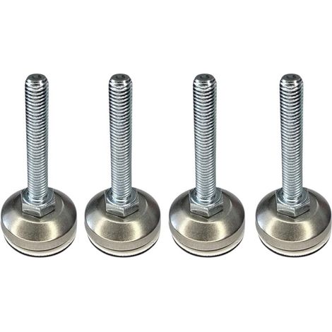 – Lot de 4 pieds réglables en acier inox – Patin téflon PTFE pour surfaces sensibles – Effort statique 300 kg – Longueur tige M10x50mm (1/4)