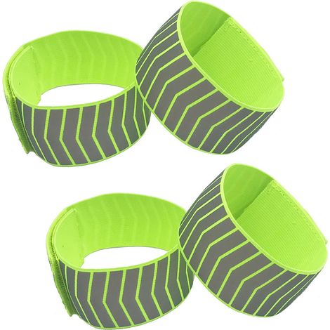 Bracelet Réfléchissant - Bande de Sécurité pour Course à Pied Vélo Marche - Réfléchissant 360° - Taille Réglable - Pour Bras Poignet Cheville - Lot de 2 (1/5)