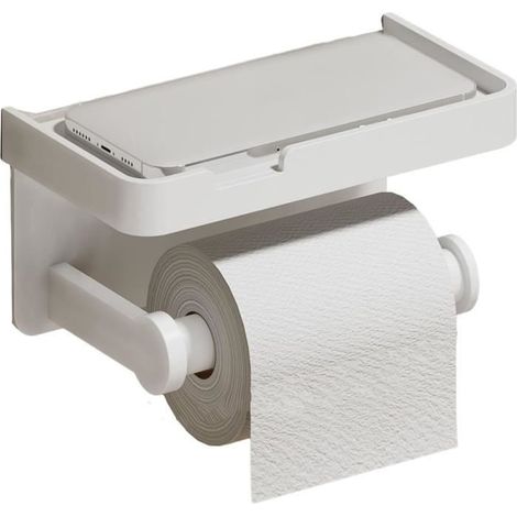 Portarotolo di carta igienica minimalista da parete, in alluminio, con rotoli e design moderni su piattini (bianco) (1/4)