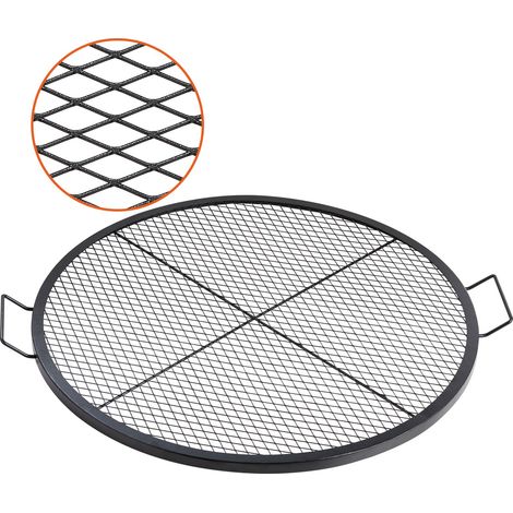 Grille de Cuisson 91 cm de Diamètre Grille de Barbecue Ronde en Acier Capacité de Charge de 20 kg Matériel Ustensile avec Marque en X pour Foyer Braséro BBQ Grillade Pique-Nique Camping Jardin (1/5)