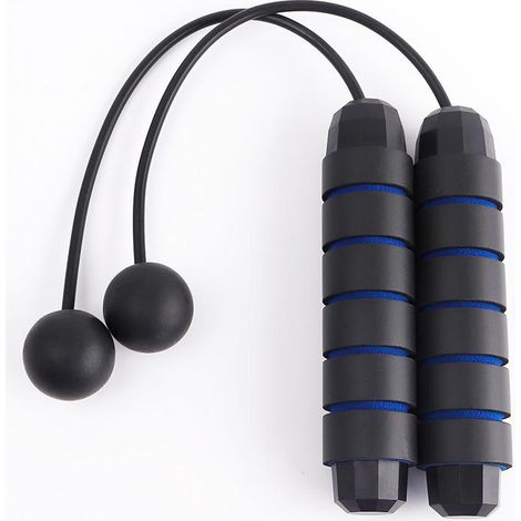 Corde à sauter sans fil avec poignée en EVA, idéale pour le fitness et la combustion des graisses (bleue) (1/5)