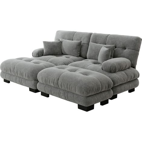 Canapé Cloud Ecksofa modular Chenille Gris 220.00x145.00x81.00 ZIPSOFA Canapé (1/5)