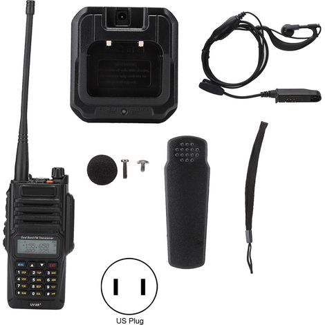Talkie-walkie Baofeng UV XR PLUS étanche, lampe LED intégrée, kit oreillette + chargeur 100-240V (prise US) (1/5)