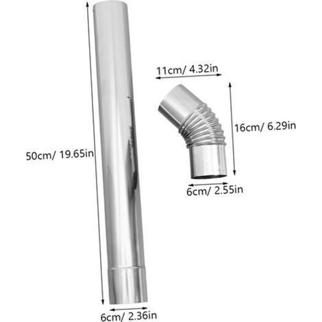 2pièces Coudes à Acier Inoxydable Pour Tuyau De Poêle De Camping Et Cuisine Accessoires De Fumisterie Pour Tentes Et Maisons (1/4)