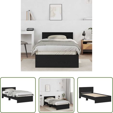vidaXL Bois d'ingénierie - Cadre de lit Chêne noir 203 x 104 x 70 cm Bois d'ingénierie (1/5)