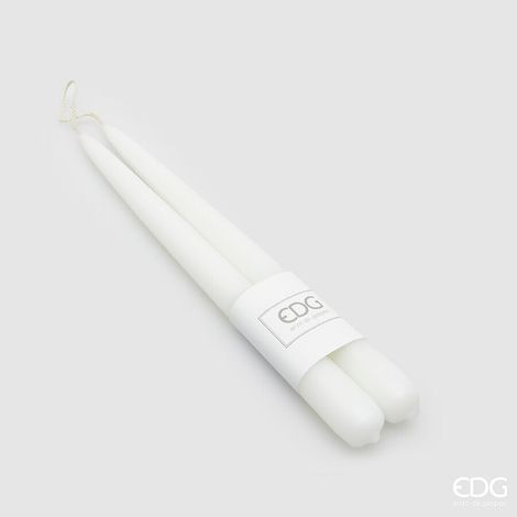 EDG Enzo De Gasperi Set 2 Candele a Stelo Bianche H25 Ø2,2 cm – Candele Decorative di Natale (1/2)