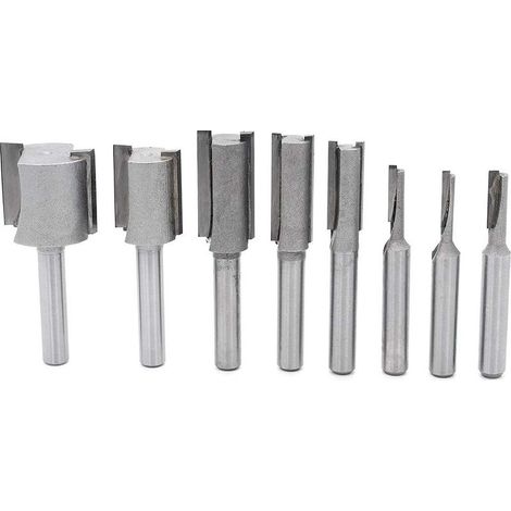8Pcs 1/4" Tige droites/Dado Router Bit Set, Fraises Droites Dado Set Fraise à Bois Routeur à Coupe Droite Flush Trim Pattern Router (1/5)