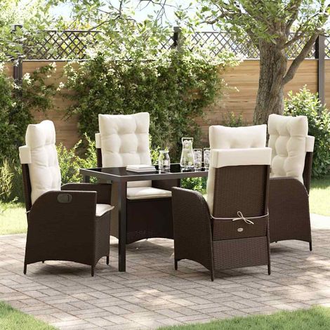 Garten Essgruppe mit Kissen 5 pcs Braun Poly-Rattan (1/5)