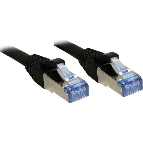 LINDY 47185 RJ45 Netzwerkkabel, Patchkabel CAT 6a S/FTP 20.00 m Schwarz mit Rastnasenschutz 1 St.