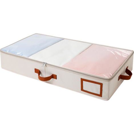 Boîte Rangement Sous Lit - 1 pièce, 75x42x16cm Grande Capacité Fenêtre Transparente Poignée Pliable - Gris Étiquette (1/5)