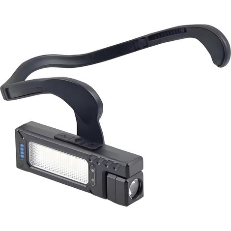 Lampe frontale LED rechargeable avec détecteur de mouvement Batterie 1500 mAh 7 modes Base magnétique pour la pêche, la randonnée, le camping, les activités de plein air Noir (B)