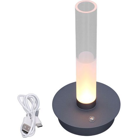 Rechargeable Wireless LED Table Lamp, IP54 Waterproof, 2000mAh, Steplessly Dimmable, Touch Control, 3 Color Temperatures, for Office, Bedroom, Camping, Grey (1/5)