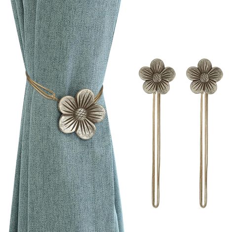 Juego de 2 alzapaños magnéticos retro para cortinas, diseño de flor de albaricoque japonesa, hebilla decorativa de resina dura con magnetismo fuerte y duradero para el hogar, la oficina o cafetería (1/5)