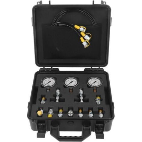Hydraulic Pressure Test Kit, 3 Test Pipes, 11 Test Fittings, 10 Tee Connectors, Hydraulic Test Gauge Set (1/4)