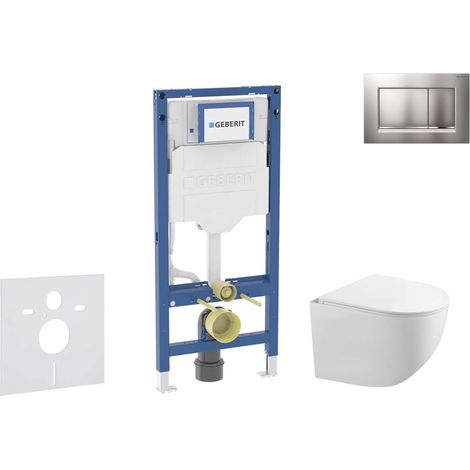 Geberit Duofix - Conjunto de módulo de instalación empotrada, inodoro Gaia y asiento softclose, pulsador de descarga Sigma20, cromo mate/cromo SANI11CA1128B (1/5)