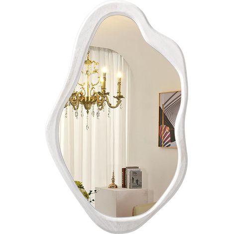 Miroir mural irrégulier asymétrique petit miroir décoratif moderne pour salle de bain, chambre à coucher, salon, entrée, nuage, sans cadre, marron (1/5)