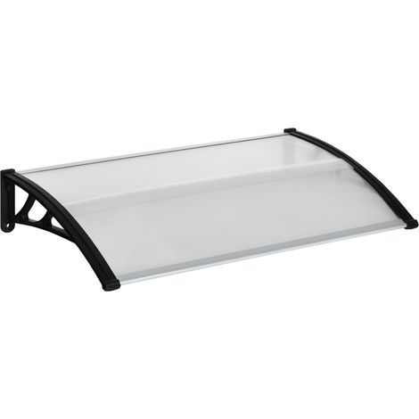 Easycomfort Pensilina da Esterno per Finestre e Porte, in Policarbonato e Alluminio, 110x60x18cm - Trasparente (1/5)