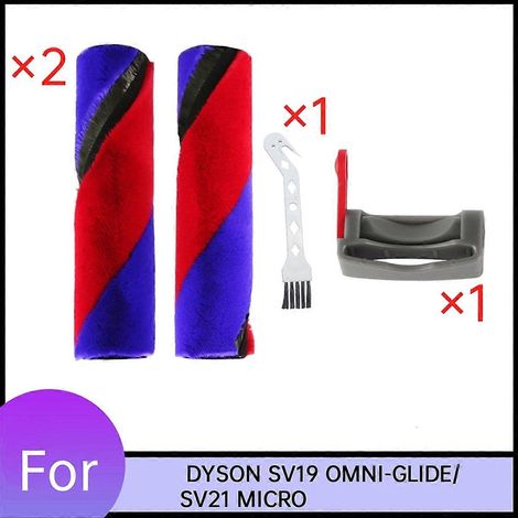 Lot de 2 pièces brosse principale+Switch Lock pour SV19 OMNI - GLIDE/SV21 MICRO aspirateur souple Velvet Double brosse rouleau (1/5)
