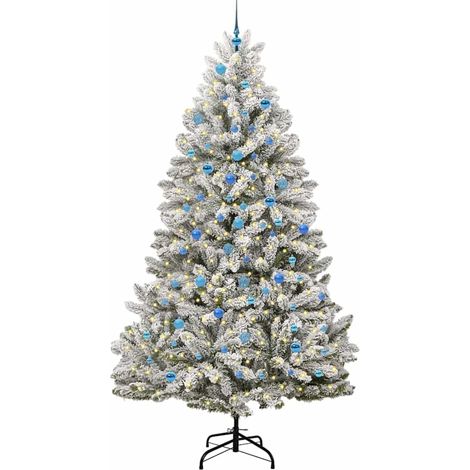 Sapin de Noël，Arbre de Noël artificiel Vert et blanc 240 cm PVC et métal CFW90745 (1/5)