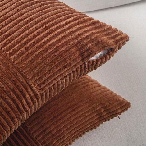 Taie D Oreiller - Velours Côtelé - 40x40 Cm - Fermeture Éclair Invisible - Lot De 2 (1/4)