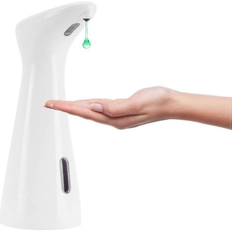 Distributeur de savon automatique pour salle de bain et évier de cuisine, distributeur de savon pour les mains sans contact de 200 ml avec capteur infrarouge et fonctionnement sur piles. (1/5)