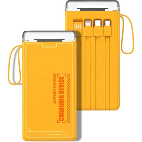 Portable 12000 Mah Chargement Rapide Banque D'alimentation Avec Lampe Led 4 Câbles Intégrés Q-dc456 (1/5)