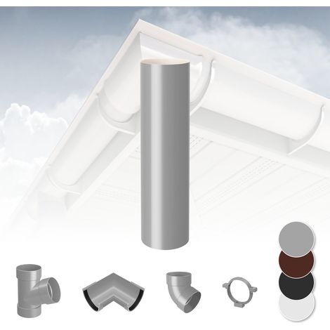 Sistema di grondaie - 130mm in plastica PVC, selezione di componenti - RainWay 130: Grigio, Tubo di scarico