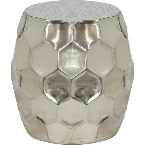 Table d'appoint en métal effet nickel